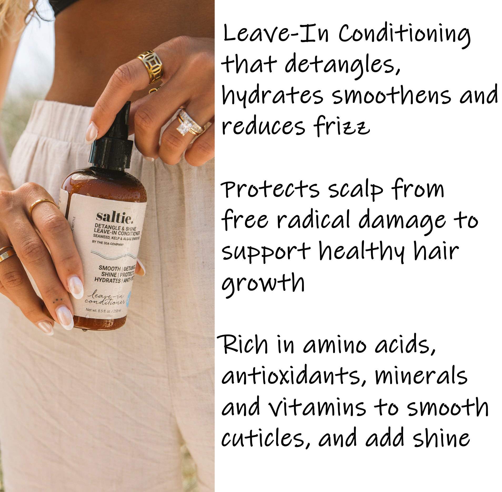 DETANGLE & SHINE LEAVE-IN CONDITIONER Enriched with Seaweed, Kelp & Algae  8 fl. oz / 250 ml - saltiebeauty.com