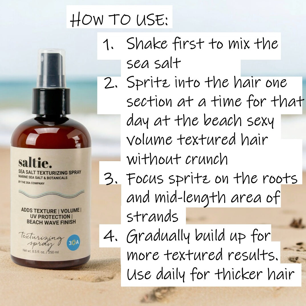 SEA SALT TEXTURIZING SPRAY Enriched with Sea Salt & Marine Botanicals  8 fl. oz / 250 ml - saltiebeauty.com